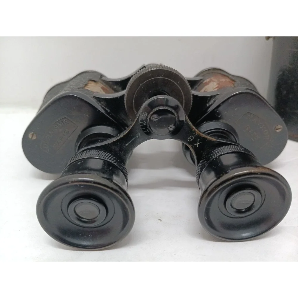 Deraisme Paris Mayrop 8 X 25 Binoculars With Leather Case Vintage Militaria